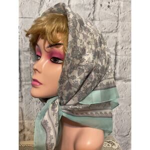 Silken Polyester By Berkshire Vintage Scarf Green Pink Floral